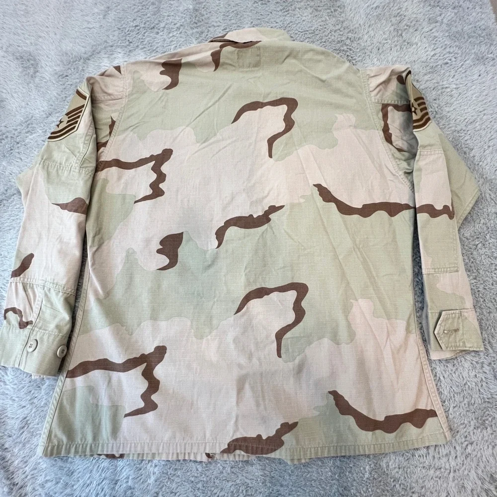 VTG USAF Air Force Desert Camo Combat Coat Jacket Military Patches Stripes Large